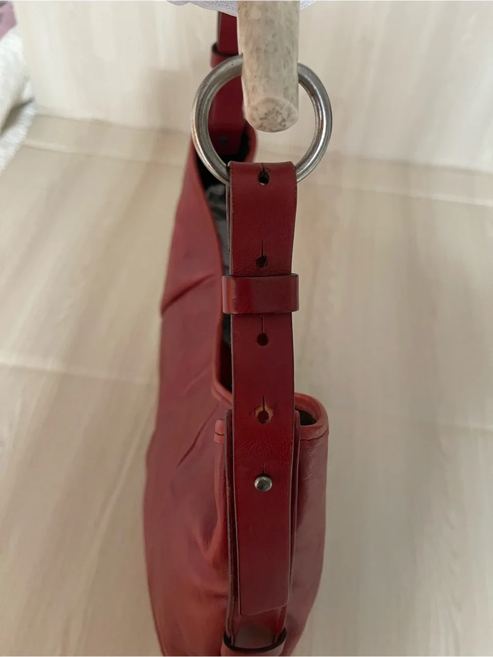 Vintage YSL Mombasa Horn Handle Hobo Bag Tom Ford Era Burgundy Leather Rare